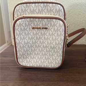 Michael Kors Cream and Brown Crossbody Bag